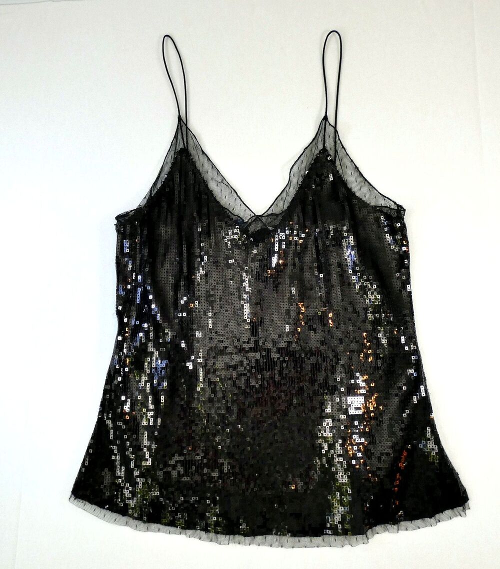 Intimately Free People Sequin Strappy Lace Tank Black Size M NEW w/tags